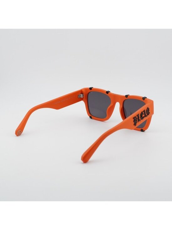 Philipp Plein SPP042W V47F Sunglasses Orange Square Frame, Grey Lenses main image 10